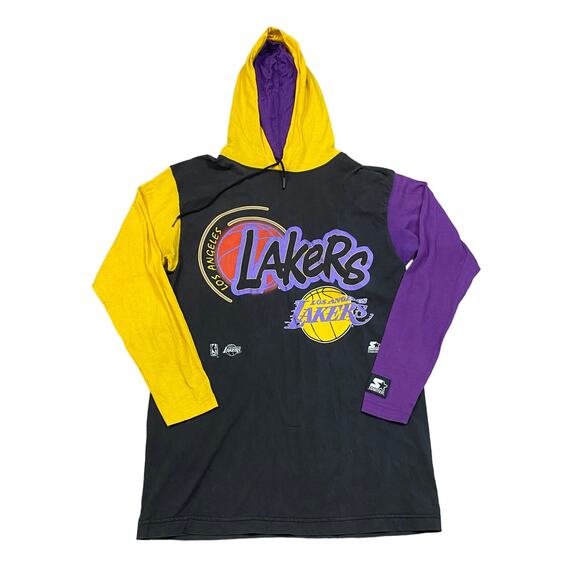 Rare Vintage 90s Starter Los Angeles Lakers Colorblock Hoodie Medium Streetwear